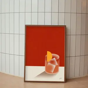 Negroni Minimalist Poster | Drinks Poster | Mid Century Modern Print Art | Cocktail Wall Art | Housewarming Gift | Bar Decor Unframed