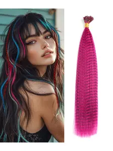 European and American style mixed color feather extensions 16 inches, 30 colored extensions, long straight braids, 12 types of mixed color long straight synthetic feather extensions for women to use