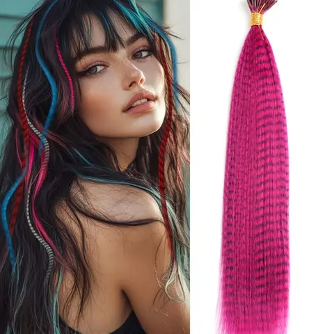 European and American style mixed color feather extensions 16 inches, Salon hair extensions, 30 colored extensions, Bulk extensions, synthetic fiber extensions, Hairstyle Extension