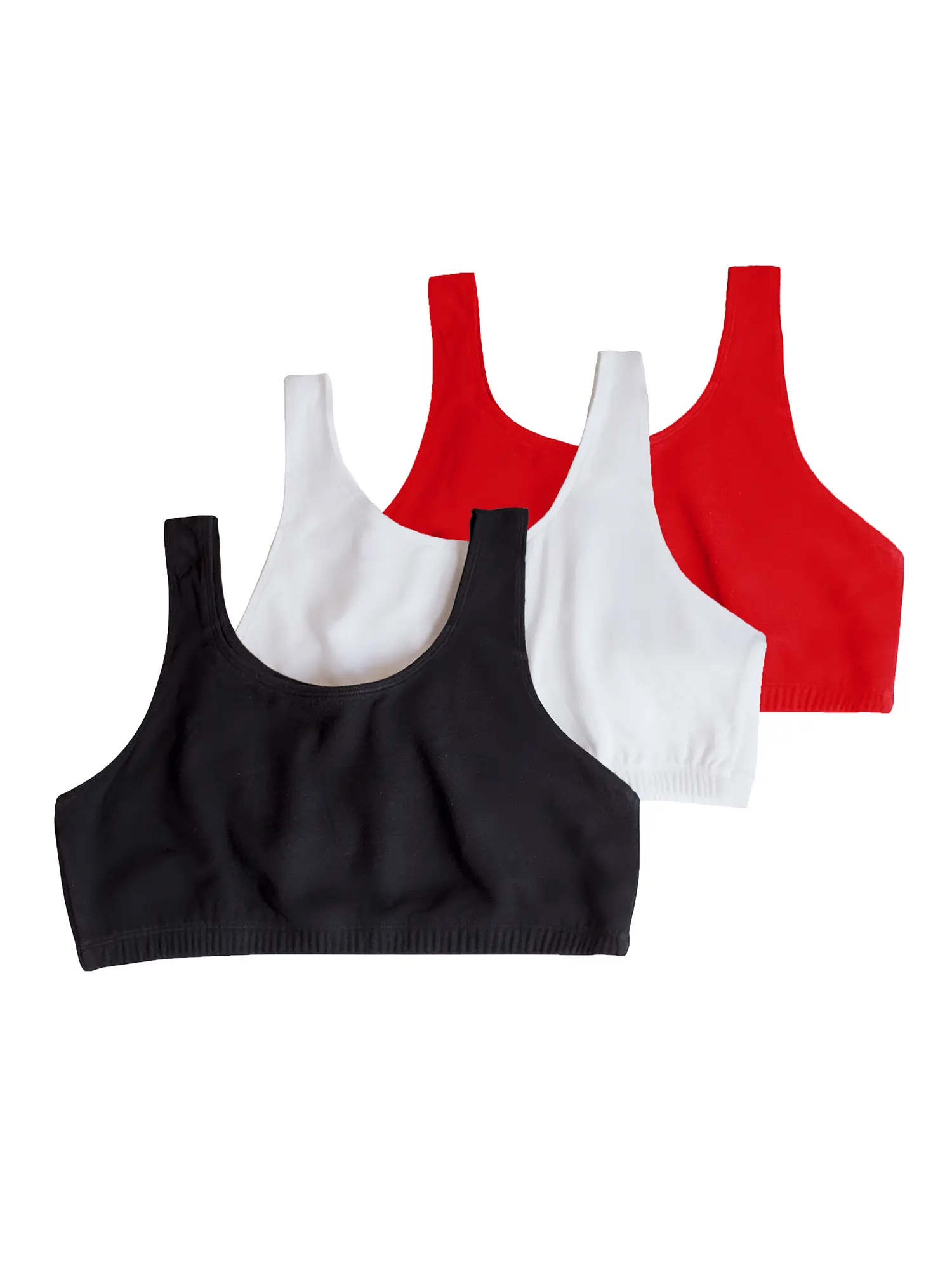Fruit of the Loom Women's Tank Style Cotton Sports Bra, 3-Pack, Style-9012