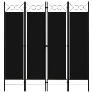 vidaXL Room Divider, 4 Panel Folding Privacy Screen for Room Separation, Freestanding Room Divider for Office, Industrial Modern Style, Black 320705