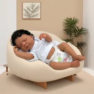 YYDOLL Full Body Soft Vinyl Asleep Reborn Baby Doll 19inch 48cm Alive Newborn Bebe Girl Bath Toy with Black Skin Doll Lovely Kids Birthday Gift