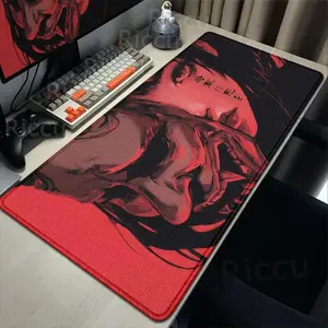 4xcm Gaming Samurai Oni Mouse Pad Japan Mask Girl Deskmat Large Gamer Professional Premium Mousepad Speed Control Gaming Room Accessories Keyboard Mouse Pad