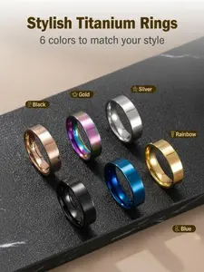 6pcs Titanium Ring Set✨6 Color Collection | Minimalist Modern Vibe | Durable & Hypoallergenic | Perfect for Stacking & Trendy Outfits | Stackable Rings