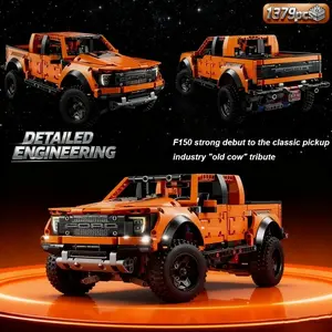 1379Pcs Technical Ford F-150 Raptor Pickup Truck Building Blocks MOC Off-Road Vehicle Collectible Desktop Display STEM Educational Christmas Birthday Gift for Teens Adults Building Block Set