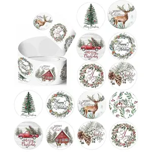 Christmas Stickers,1000pcs Merry Christmas Roll Stickers Garland Christmas Tree Little   Xmas Label Tag Seal Sticker for Party Supplies Book Cards Water Bottles Decor (Green)