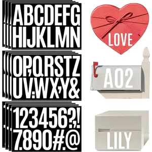 12 Sheets 3'' Vinyl Letter Stickers 192 count Mailbox letters and Numbers for Outside Self Adhesive Mailbox Number Sticker  Alphabet Sticker for Signs Door House Address Number (White, 3 Inch)