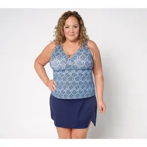 Susan Graver Soleil V-Neck Tankini with Skirt