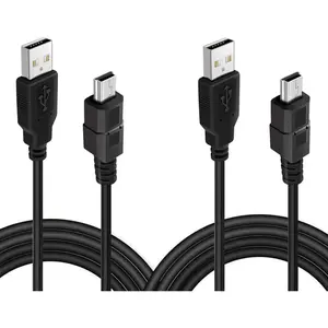 2 Pack 10ft Charging Cable Compatible with PS3 Controller, USB 2.0 Type A to Mini B Cable Sync Cord Compatible with PlayStation 3 PS3 Slim Controllers, Cell Phones, Digital Cameras