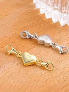 2/4pcs Magnetic Heart Buckle Set, Easy-Clip Design, Suitable for Seniors & Arthritis Patients, Fits Various Chains, Adjustable Chain Link, All Seasons Use