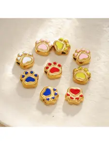 5 pieces stainless steel perforated oil-dripping colorful cartoon cat paw and dog paw DIY bracelet and necklace jewelry accessories