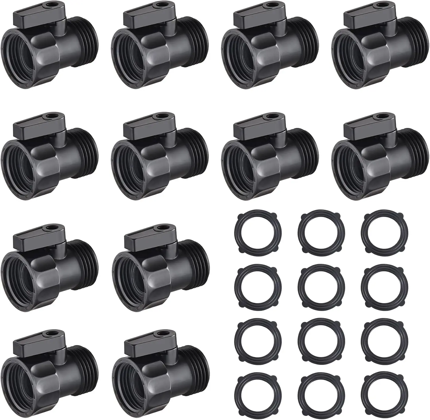 12 count 3/4'' Plastic Garden Hose Shut Off Valve,Water hose Shut-Off Ball Valve Thread Connector Coupling for Telescopic Water Pipe Water  Valve Control Standard 3/4'' Thread Connector Coupling