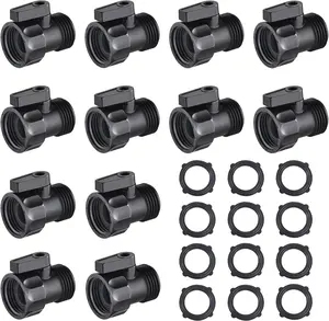 12 count 3/4'' Plastic Garden Hose Shut Off Valve,Water hose Shut-Off Ball Valve Thread Connector Coupling for Telescopic Water Pipe Water  Valve Control Standard 3/4'' Thread Connector Coupling