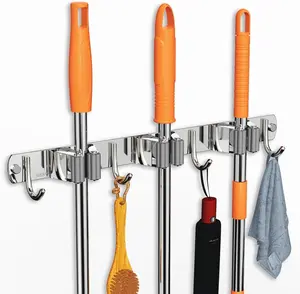 Wall Mounted Mop & Broom Holder – Heavy Duty Organizer for Garage, Kitchen, Laundry Room
