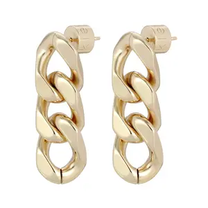 Taraji 3 Link Drop Earrings - Gold Color, Elegant Design, Simple Style, Ideal for Everyday Wear