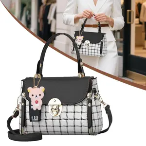 Classic Plaid Crossbody Bag for Women & Girls, Mini Satchel with Adjustable Strap