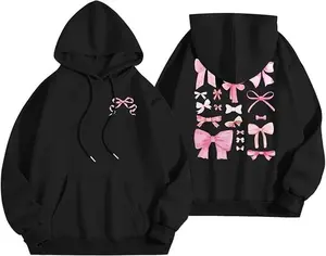 Bow Hoodie for Women Pink Bow Cute Trendy Preppy Hooded Sweatshirt Pullovers Aesthetic Casual Teen Girls Tops, Gift for Girl Sweatshirt, Hoodie, Comfort Colors