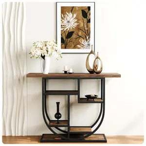 Modern Console Table for Entryway with Storage: 41.3 Inch Wood Sofa Tables for Living Room - Narrow Farmhouse Accent Desk for Home Decor hallway  table entryway console table storage  with  style entry  coffee table desk