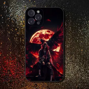 "Crow & Akatsuki" Dark Anime Phone Case, Black Cloak Shockproof Cover for iPhone 17 16 15 14 13 12 11 Pro Max Air