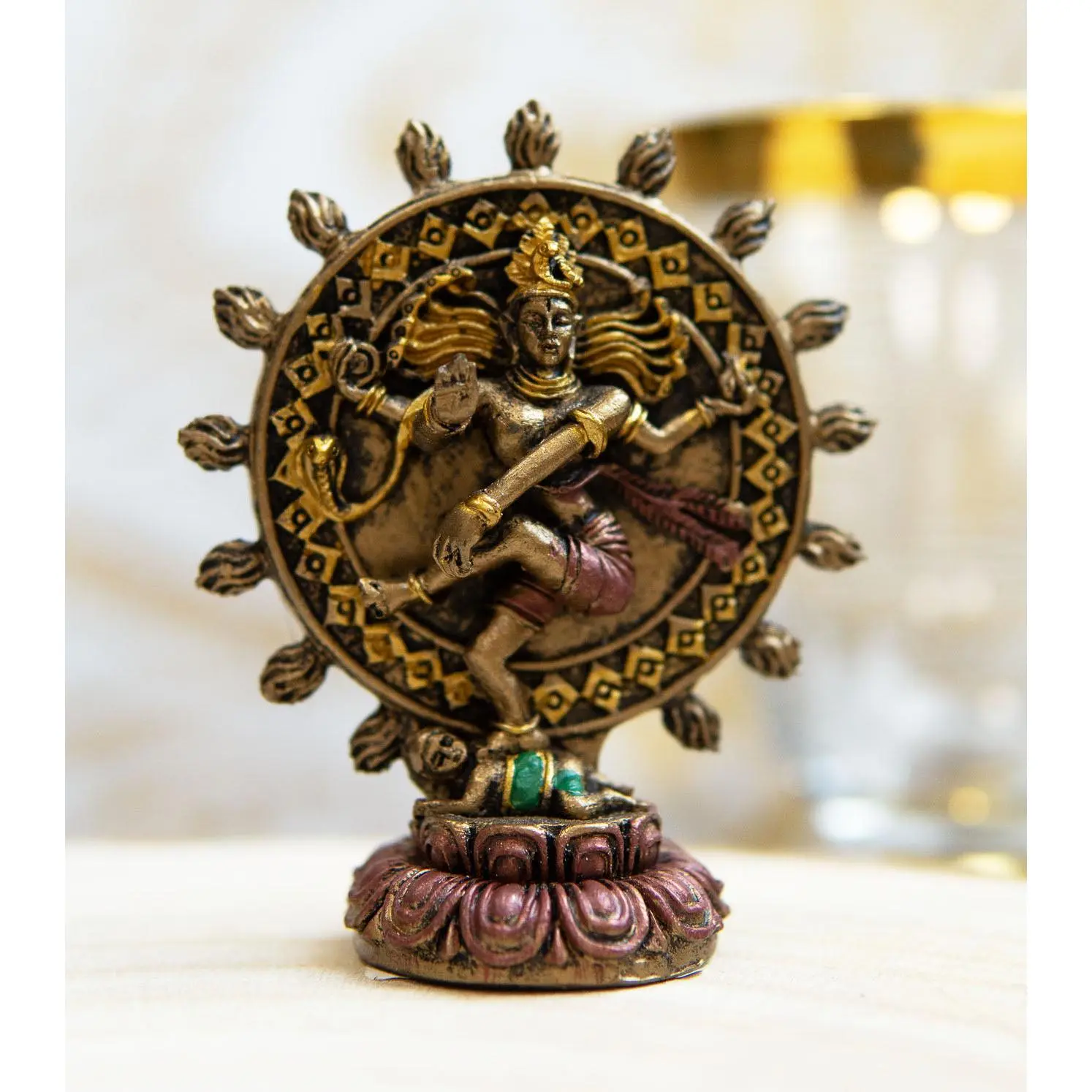 Ebros Vastu God Lord Shiva Nataraja Fire Wheel Cosmic Dance Miniature Figurine