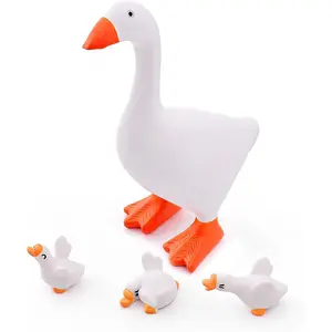 Desk Goose 7 Inch - Desktop Goose with 3 Mini Goose Statues Figurines, Magnetic Beak, Funny Desk Decor for Office and Home, Table Gift Idea for Women Friends Coworkers