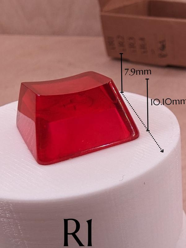 ResinKeyWorks Purple-Red Blank 1U Accent Keycaps, Transparent Hand Polished Resin OEM Caps with MX stems