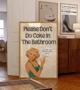 Trendy Please Don't Do Coke In The Bathroom Wall Print, Funny Bathroom Art, College Wall Decor, Bathroom Print, Retro Poster No Frame