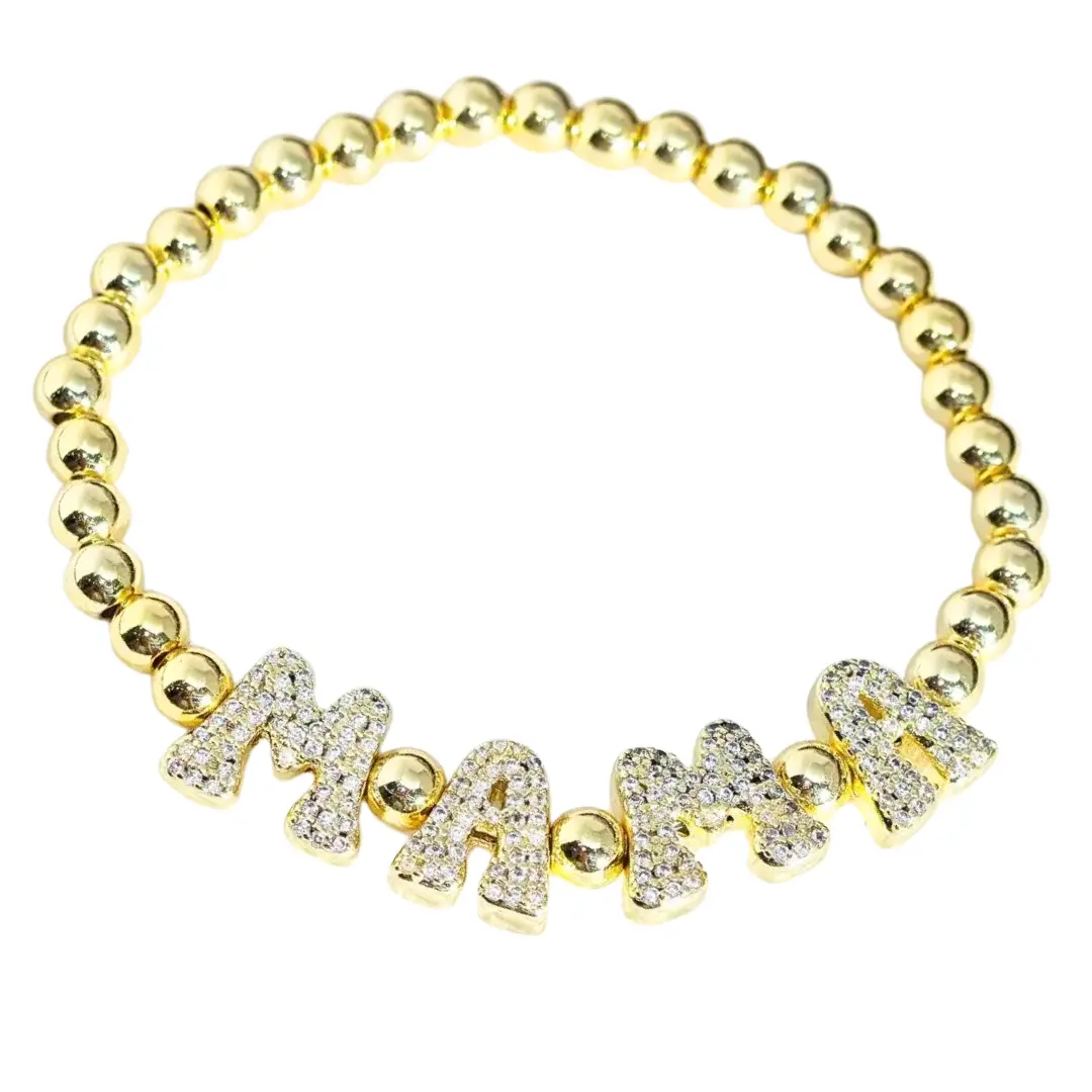 Custom Crystal Bubble Letter Beaded Bracelet