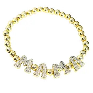 Custom Crystal Bubble Letter Beaded Bracelet