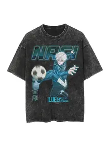 NAGI Graphic Tee, Blue Locks Cotton Washed T-Shirts, Anime Lovers, Vacation Outfit, Boys Merch, Men Gift, Oversize Anime Shirt