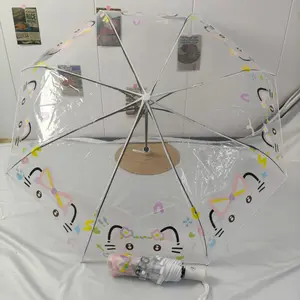 Transparent Cute Dog Line Folding Umbrella, Small and Adorable, Reinforced Frame, Durable and Convenient, Handheld Portable