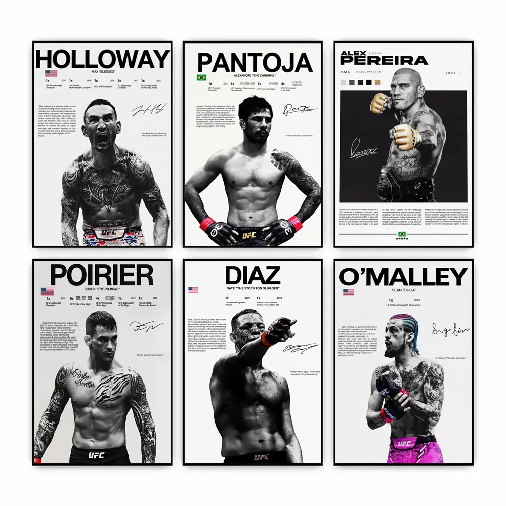 Collection UFC Fighter Wall Art Unframed, MMA Art Poster, UFC Legend Print Set Decor, Gifts for Him/Her, Wall Art Print, Poster For Gift
