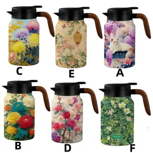 1500ml Vintage Floral Tea Thermos Stainless,Coffee pot,316 Steel Insulated Mug with Built In Filter Double Wall Vacuum Travel Tumbler for Hot Cold Drinks Insulated Travel Drinkware Stainless Steel Flask Thermos Cup