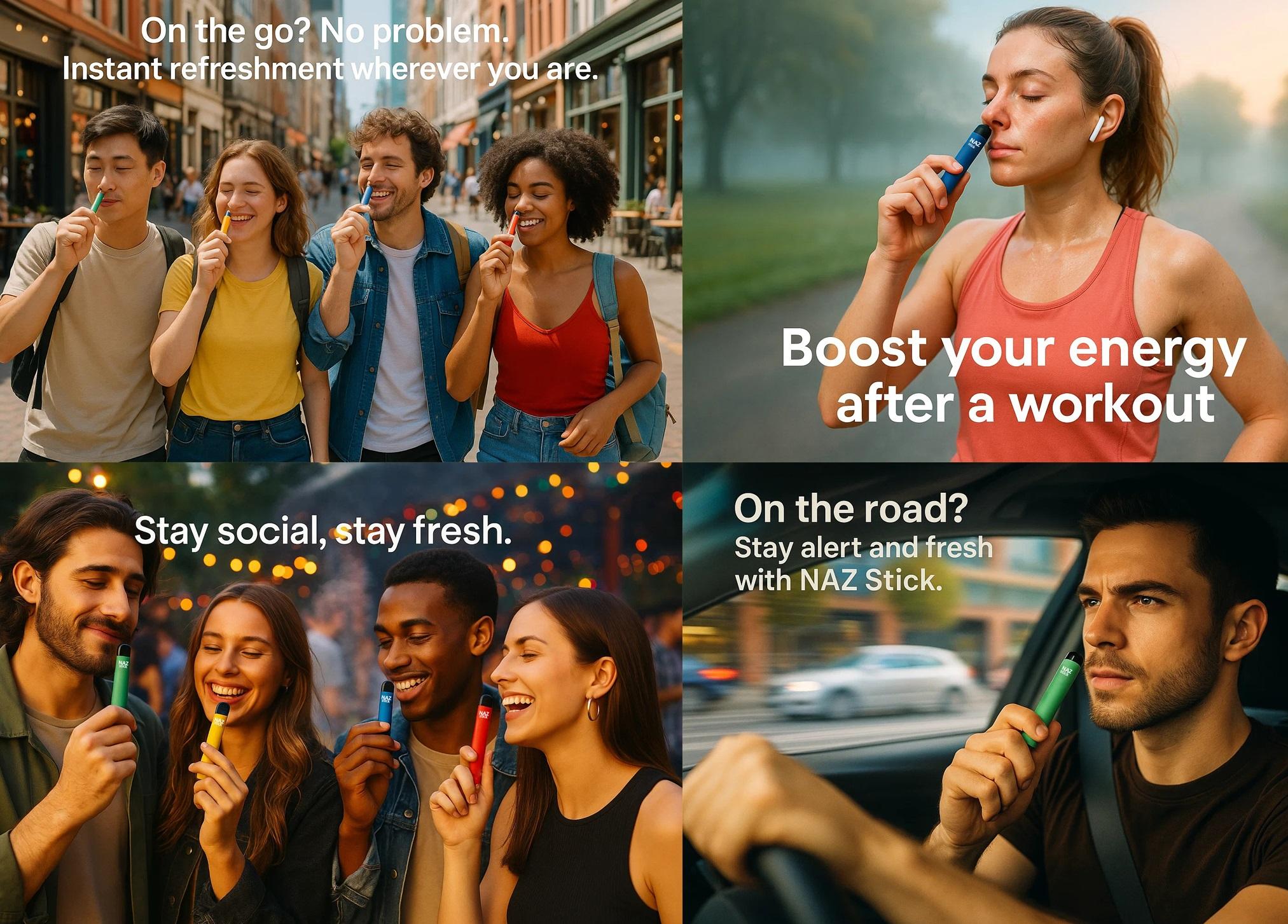 NAZ Electric Nasal Inhaler Stick - Portable Essential Oil Aromatherapy Vaporizer for Sinus Relief Congestion Energy Boost Non-Medicated Cool Refreshing 3-Pack Mixed Fruit Flavors Natural Menthol Peppermint Camphor Relax Healthcare