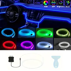 196-inch Car Interior LED Strip Lights 5m USB Powered Flexible Neon Lighting Kit for Car Dashboard Door Trim Footrest Luggage Compartment Home Decor Party Atmosphere Creation