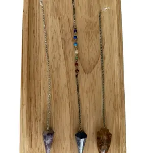 Unikita Cone Shaped Pendulum for Reiki Radiestasy Crystal Healing Energy Positive with Colorful Beads on Chain
