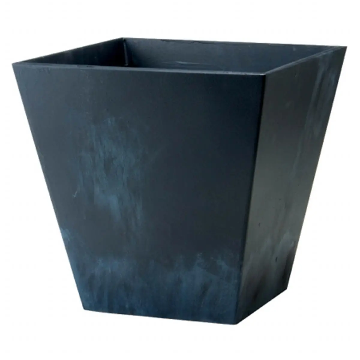 212 MAIN 10 in. Square Ella Black Resin Stone Planter - Modern Edge Outdoor Garden Pot with Drainage Stopper, Built-in Water-Minder Reservoir for Home Improvement, Planters for Outside