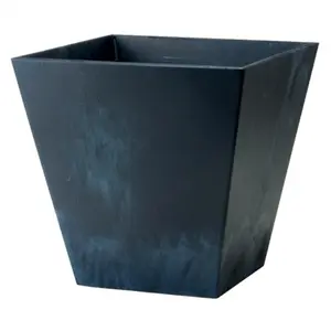 212 MAIN 10 in. Square Ella Black Planter, Square Shape Garden Pot for Home Improvement & Garden Supplies, Resin Stone, Modern