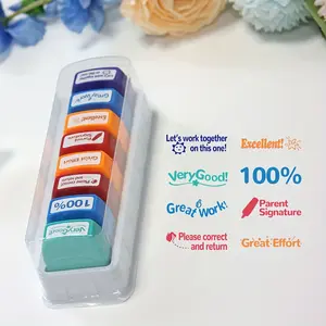Automatic Ink Refill Teacher Stamp Set, Incentive Grading Stamps for Teachers, School Supplies, 8-Piece Set, Office Stationery Accessories