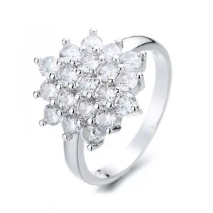 Sterling Silver Flower Ring with crystals from Swarovski