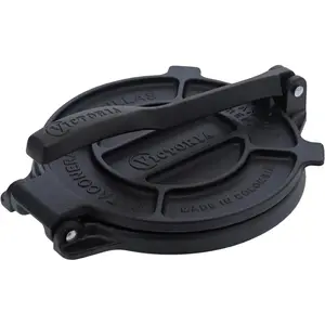 8-Inch Victoria Cast Iron Tortilla Press - Roti Maker, Pataconera, Flaxseed Oil Seasoned, Traditional Style Black Tortilladora, Made in Colombia