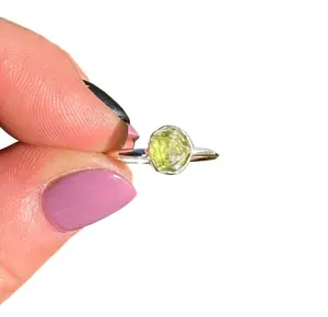 Raw Peridot Bezel Ring in Sterling Silver