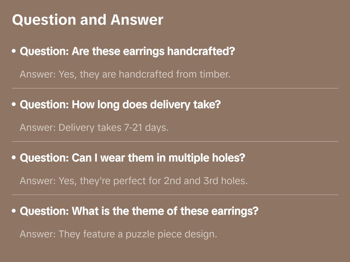 Puzzle Piece Earring Studs