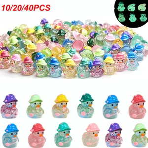 Mini Glitter Duck Decorations, Colorful Resin Glow in Dark Night Light Ducks, Perfect for Gift Bags and Party Gifts, DIY Ornaments and Accessories