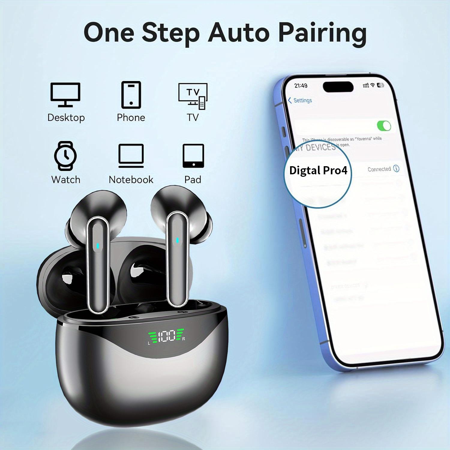 Wireless Earbuds for Music, Stereo Headset, Touch Control in Ear Earphones, Sport Headphones with LED Digital Display Charging Case