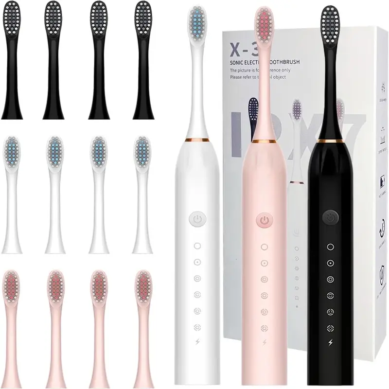 Sonic Electric Toothbrush for Adults - 6 Modes, USB Rechargeable, Effective Teeth & Gum Cleaning, Includes 4 Replacement Head