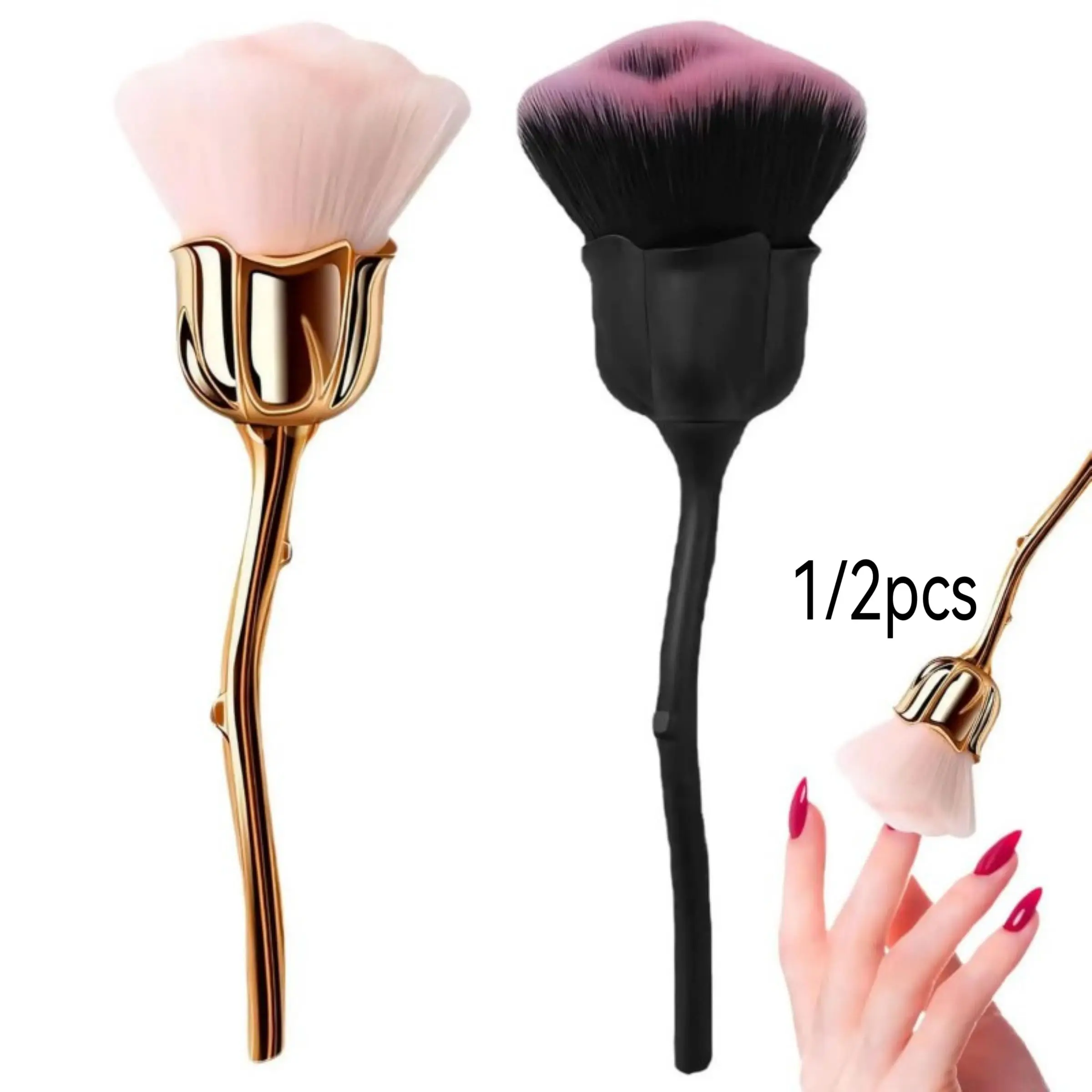 Rose Shaped Nail Dust Brush, 1 Count Nail Art Cleaning Brush, Professional Manicure Tool for Home & Salon Use, Nail Care Cleansing, Nail Tools, Dust Brush For Nails