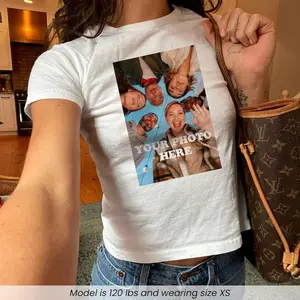 Custom Photo Baby Tee – Personalized Y2K Graphic, Custom Image Aesthetic Outfit Gift