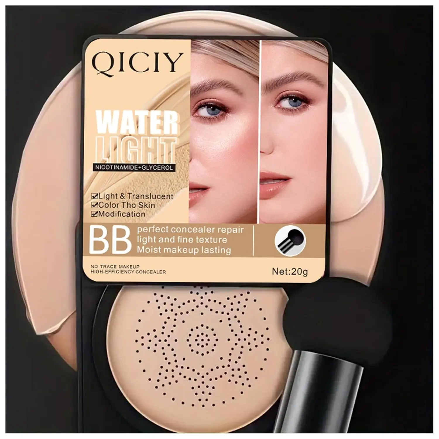 Mushroom Head Air Cushion CC Cream Foundation Makeup Concealer Makeup Base Primer Moisturizing Waterproof Ivory/Natural Oil Flawless Cosmetic Moisturizer