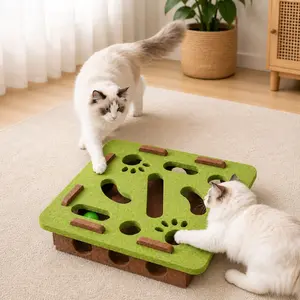 Interactive Cat Toy Maze Puzzle Box with Bell Balls Felt Tunnel Cat Toy for Indoor Cats Kitten Play Toy Self Play Cat Activity Toy